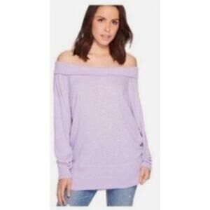 We the Free Women Small Lilac Off the Shoulder Thermal Lightweight Sweater
